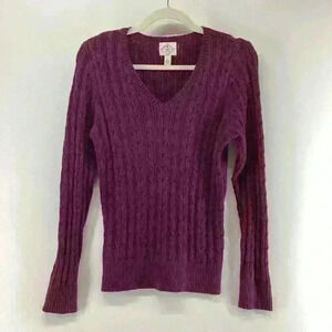 L ST JOHN BAY Women Cable Knit Plum Soft Sweater A3 Large